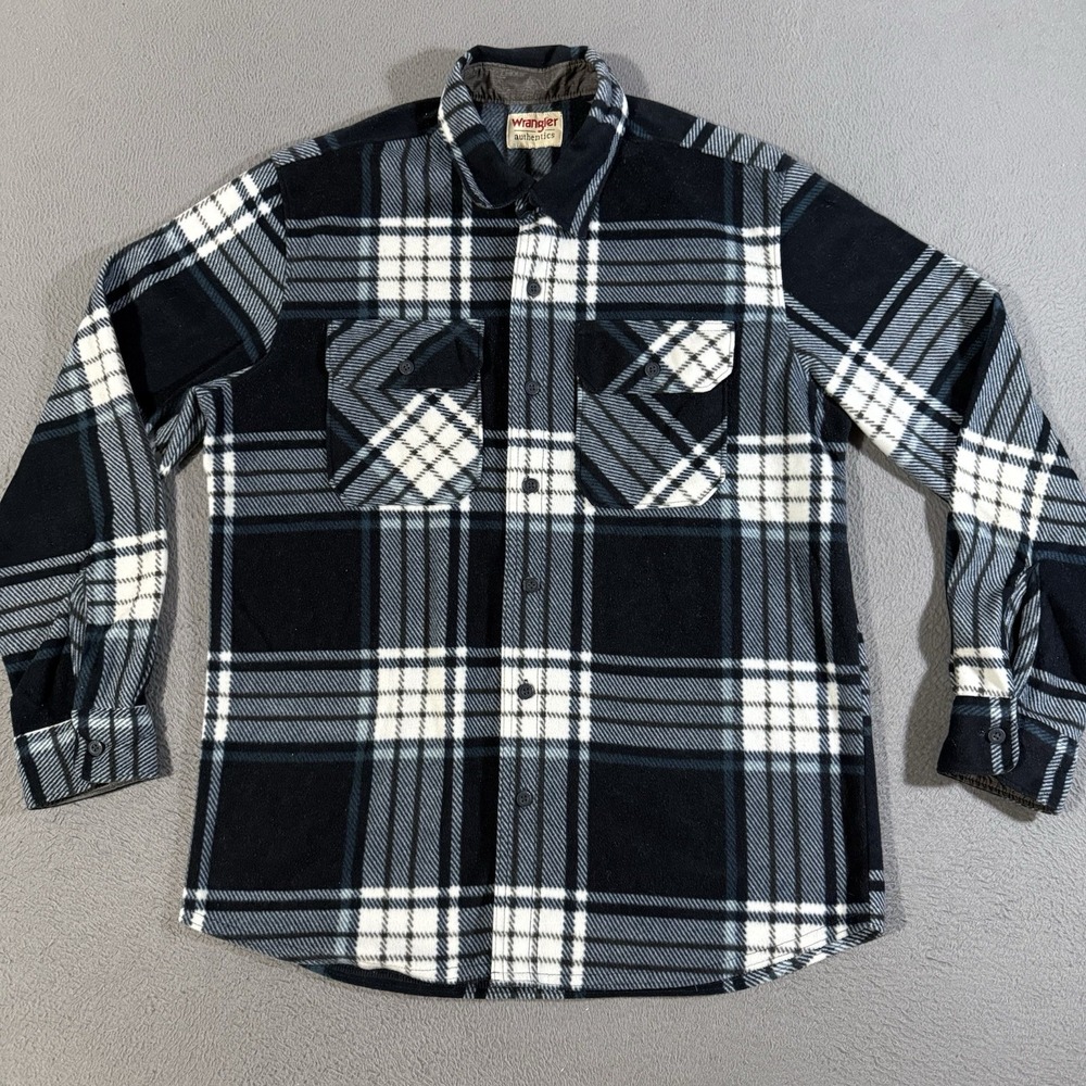 Wrangler Pearl Snap Shirt Mens Medium Fleece Western Workwear Shacket Outdoors